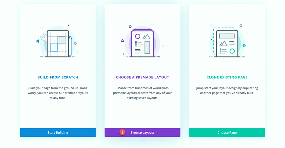 Divi Fullwidth 헤더 그라데이션 배경 레이아웃 2 레이아웃 찾아보기