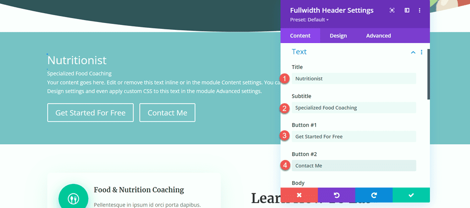 Divi Fullwidth Antet Gradient Aspect de fundal 2 Conținut