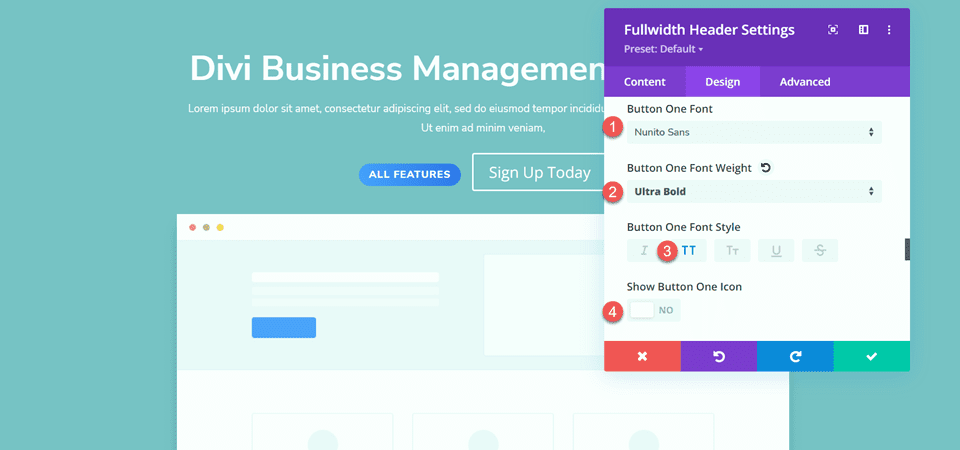 Divi Fullwidth Header Degrade Arka Plan Düzeni 3 Düğme Yazı Tipi