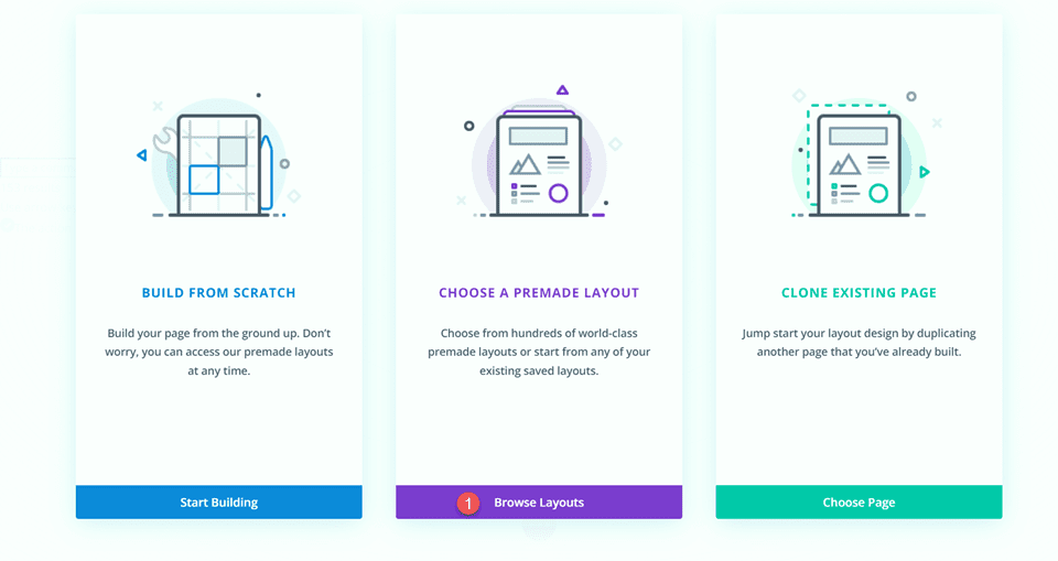 Divi Largura total Cabeçalho Gradiente Plano de fundo Layout 3 Procurar layouts