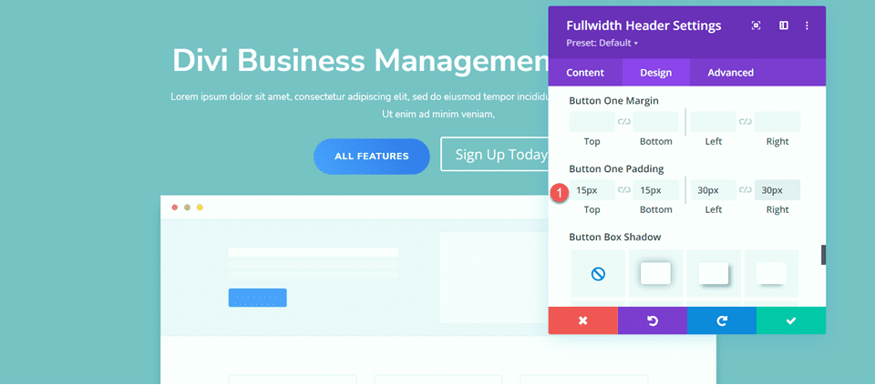 Divi Fullwidth Header متدرج تخطيط الخلفية 3 أزرار الحشو