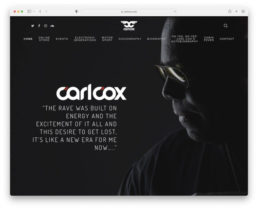 Sito web di Carl Cox dj