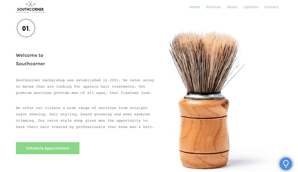 Um site Weebly para uma barbearia.