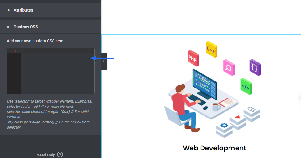 Adăugați sfaturi CSS personalizate - elementor