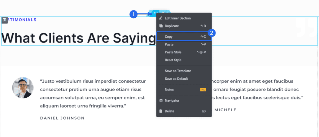 Wskazówka Elementora, aby skopiować całą sekcję
