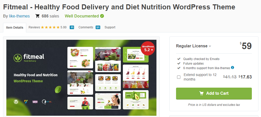 Motywy WordPress Fitmeal — Żywność i odżywianie