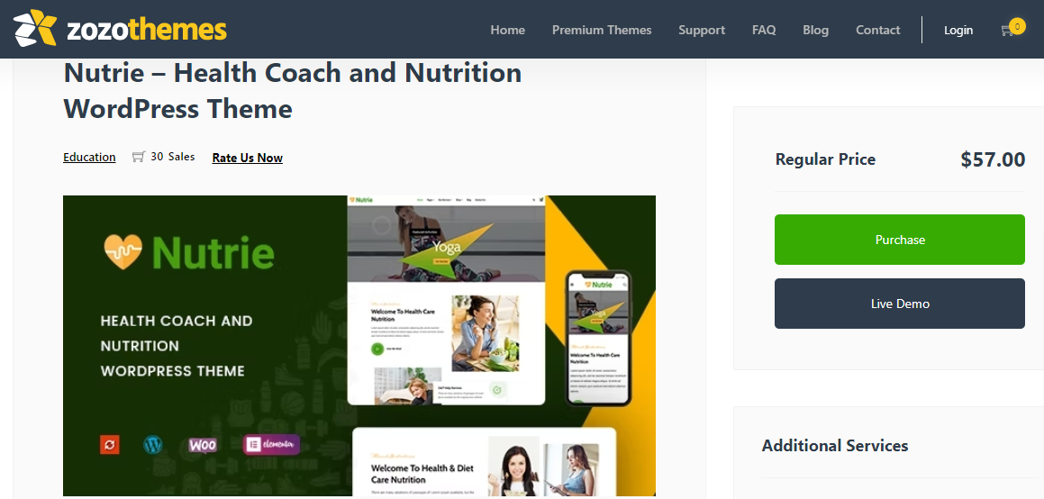 موضوع Nutrie- موضوعات الغذاء والتغذية WordPress