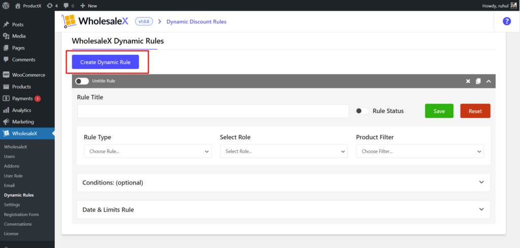 WholesaleX Creating Dynamic Rules