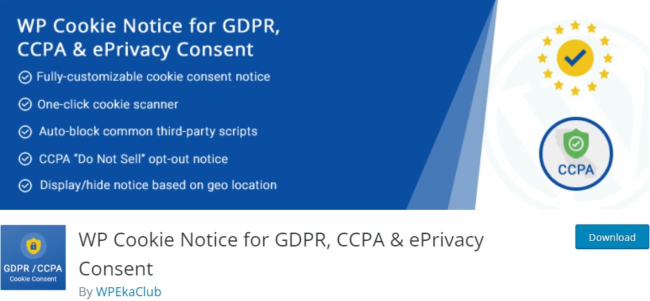 Aviso de Cookie WP para GDPR, CCPA e Consentimento de ePrivacy