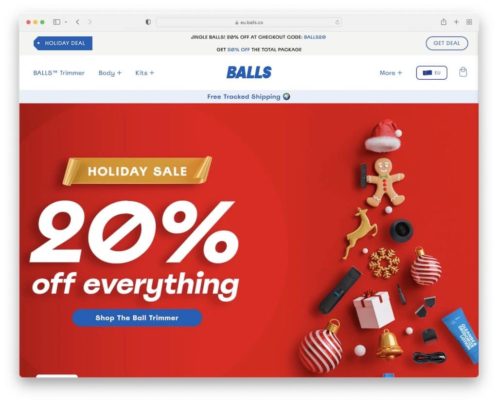 exemplo de site de dropshipping de bolas