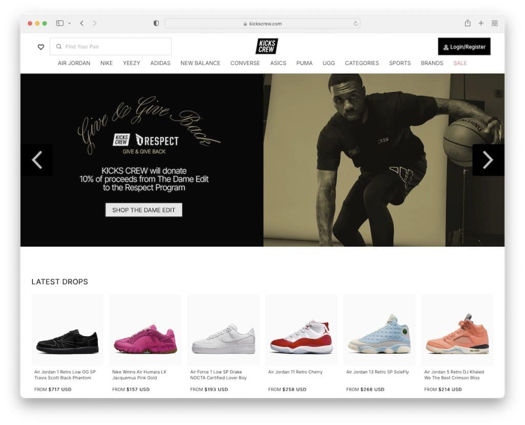 exemple de site Web de chaussures kikscrew