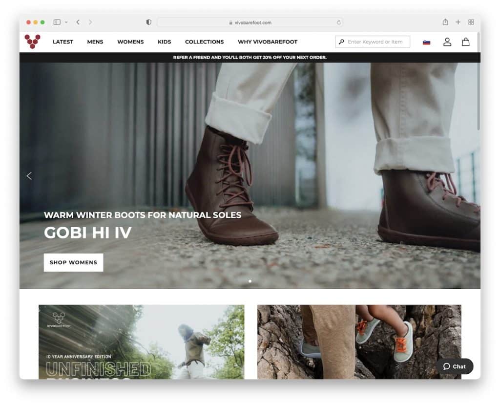 vivobarefoot マジェント の Web サイト