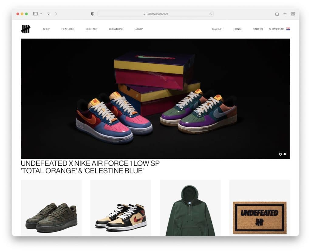 exemple de site Web de chaussures invaincu