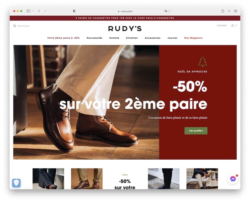 exemple de site Web de chaussures rudys