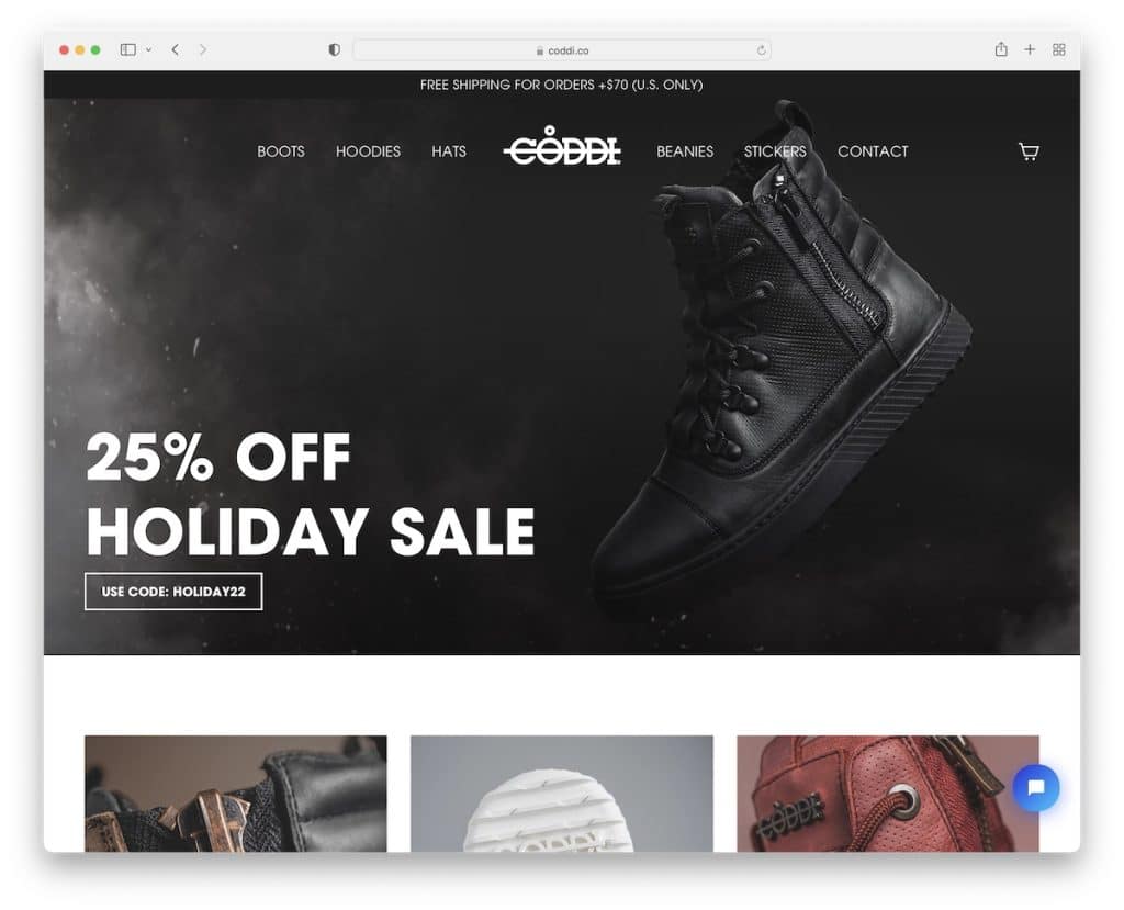 exemplu de site-ul web coddi shoe