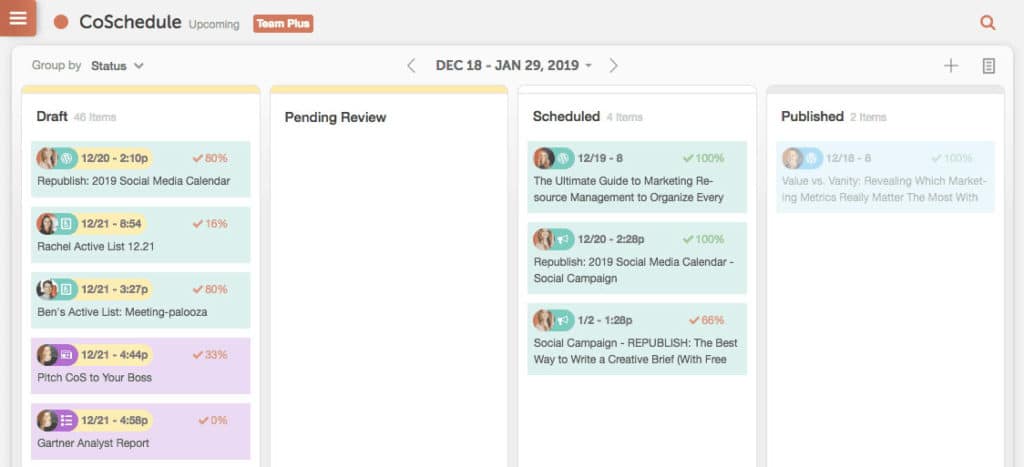 coschedule kanban panosu