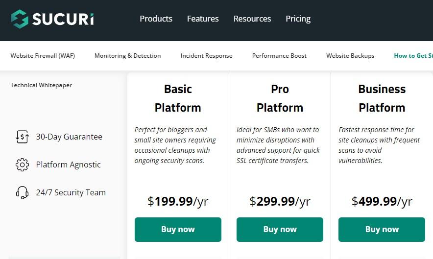 Sucuri wordpress セキュリティ プラグインのコスト