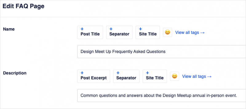 FAQ Schema page title and description