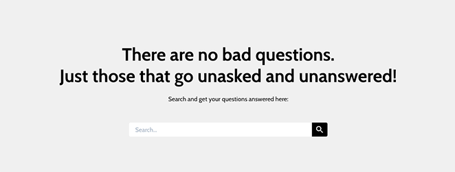 FAQ page search box example