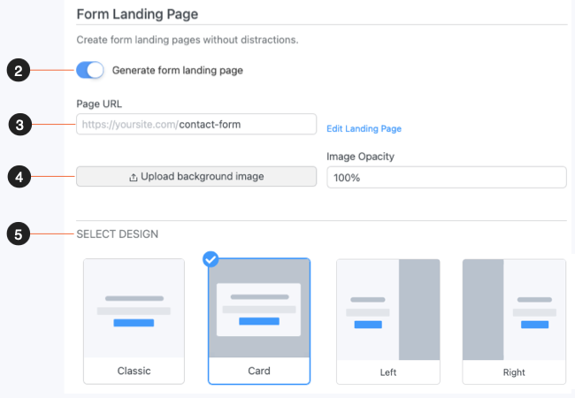 Configuración de la página de destino