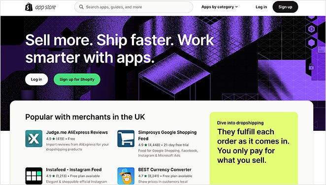 Shopify app store