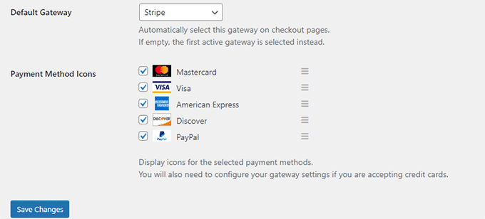 Options de passerelles de paiement