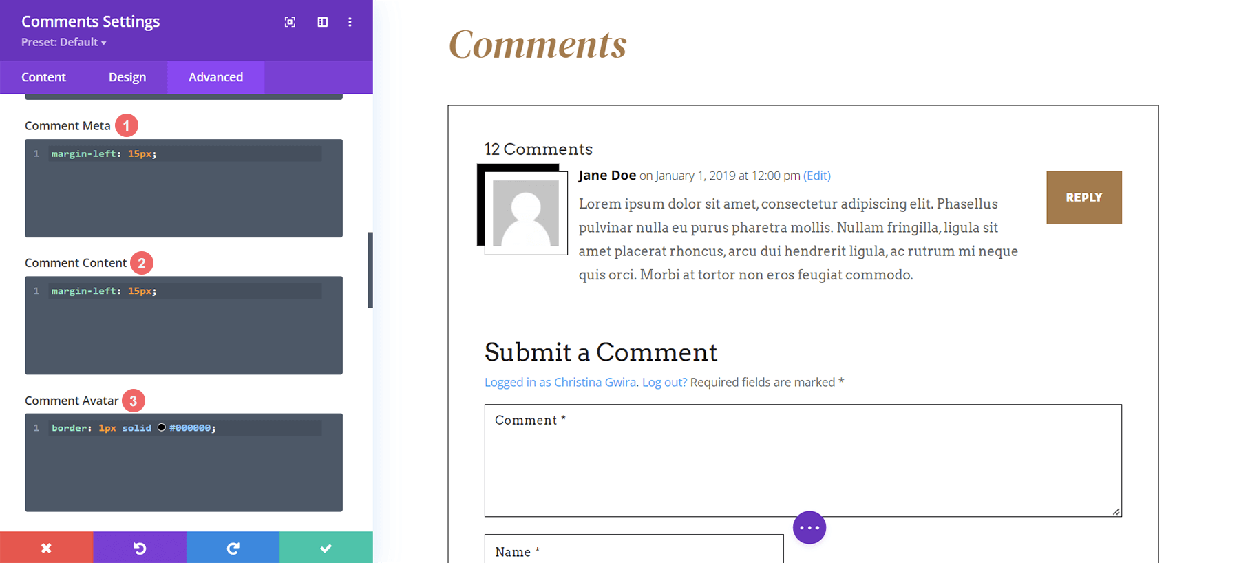 CSS personnalisé pour l'avatar du module de commentaires Stone Factory