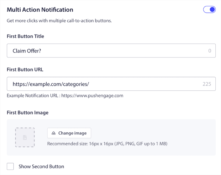 Pulsanti di notifica multi azione