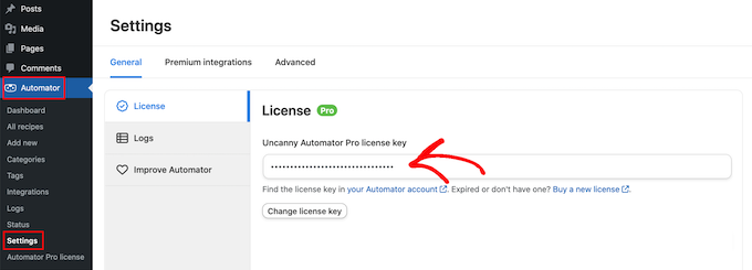 WordPress ウェブサイトに Uncanny Automator ライセンスを追加する