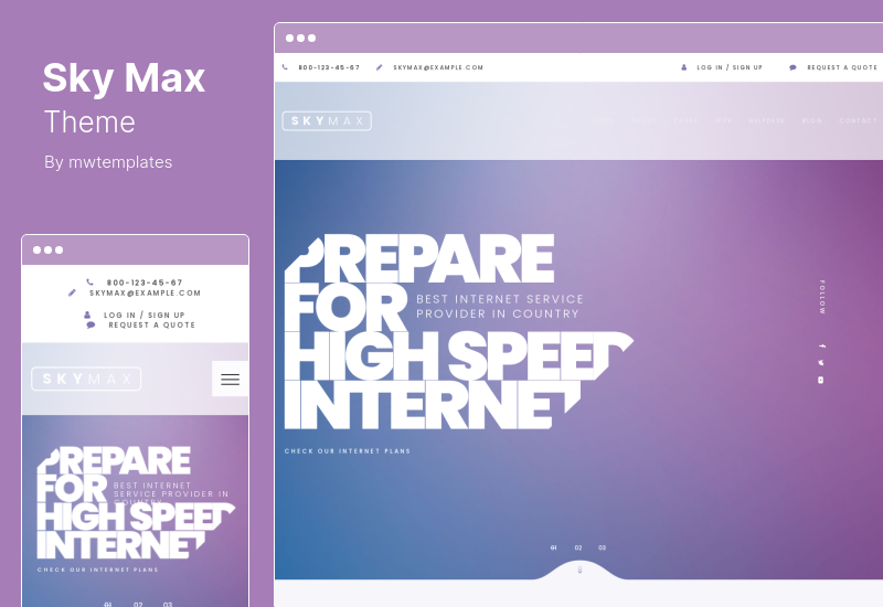 SkyMax テーマ - Internet Technologies & Telecom Company WordPress テーマ