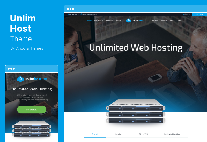 موضوع UnlimHost - استضافة الويب وموضوع WordPress لتكنولوجيا الإنترنت