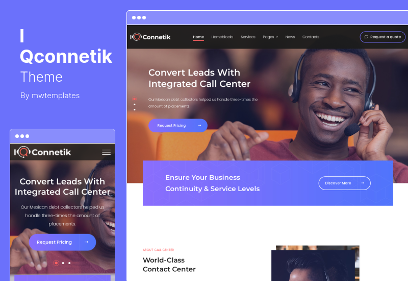 IQconnetik Teması - Modern Çağrı Merkezi WordPress Teması