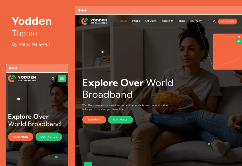 Yodden Theme - ธีม WordPress ของบรอดแบนด์และบริการอินเทอร์เน็ต