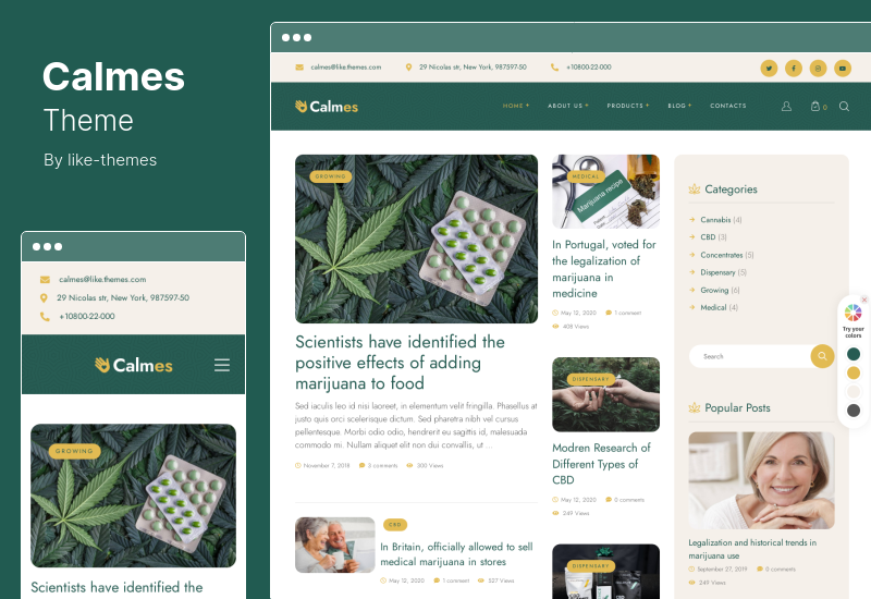 Calmes 主題 - 醫用大麻和咖啡店 WordPress 主題