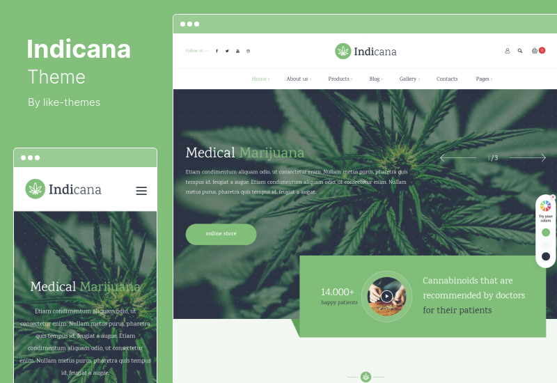 Tema Indicana - Tema WordPress para dispensário de maconha medicinal