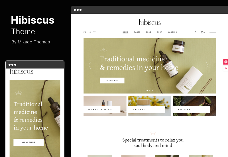 Tema Hibiscus - Tema WordPress di medicina alternativa e negozio biologico