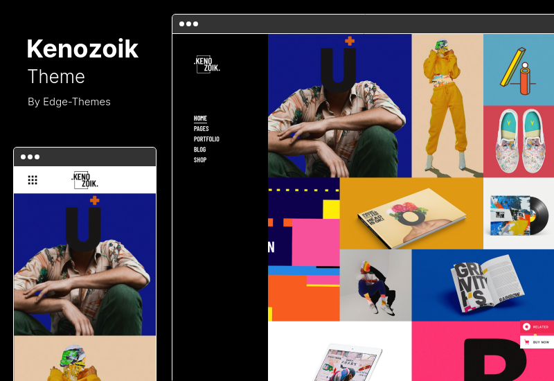 Kenozoik Theme — яркая тема WordPress для портфолио