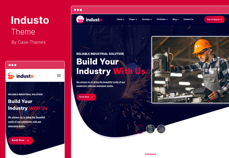 Industo テーマ - 工業産業 & 工場 WordPress テーマ