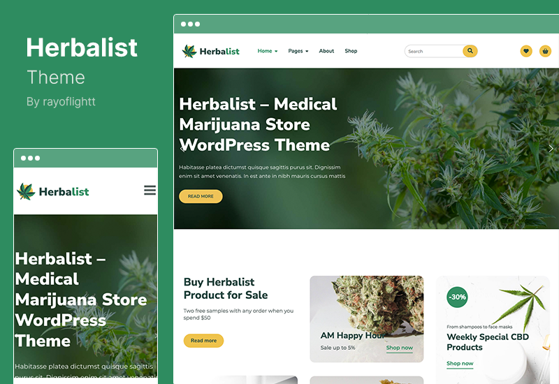 Thème Herboriste - Thème WordPress pour magasin de marijuana médicale