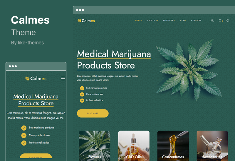 Thème Calmes - Thème WordPress pour la marijuana médicale et les coffeeshops