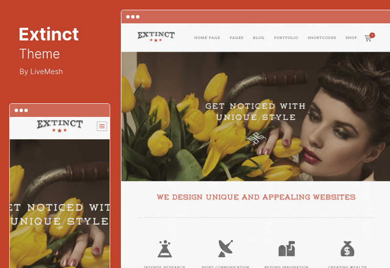 Extinct Theme - Retro Vintage Portfolio WordPress 主題