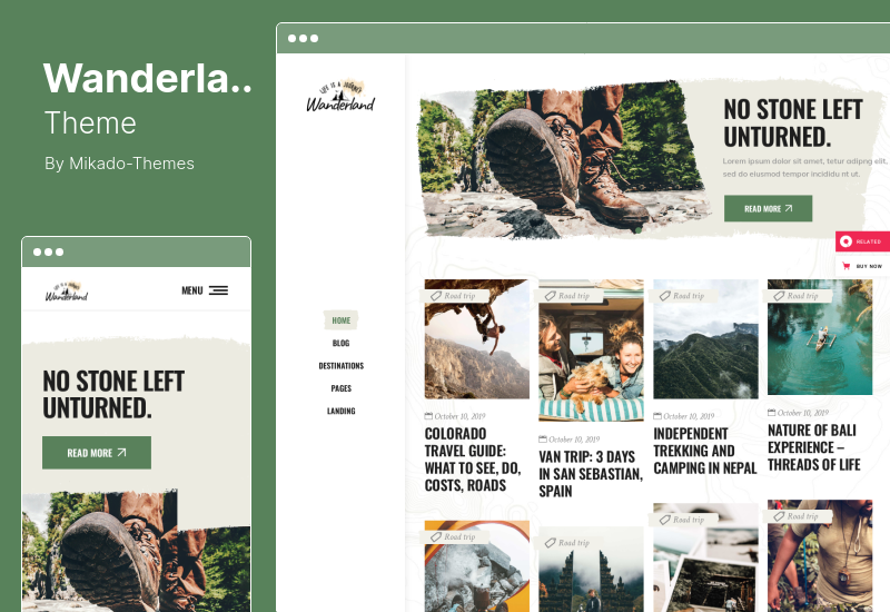 Wanderland Theme - тема WordPress для блога о путешествиях