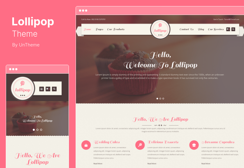 Lollipop-Thema - Responsives WordPress-Thema für fantastische Süßigkeiten und Kuchen