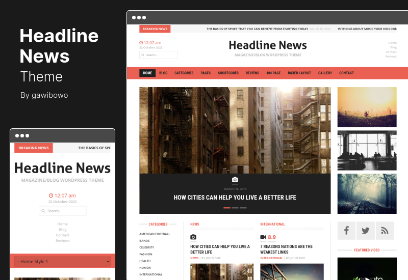 Headline News Theme - Tema de WordPress para revista limpio y moderno