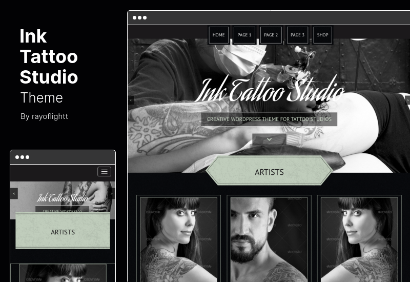 Ink Tattoo Studio 主题 - 创意 WordPress 主题