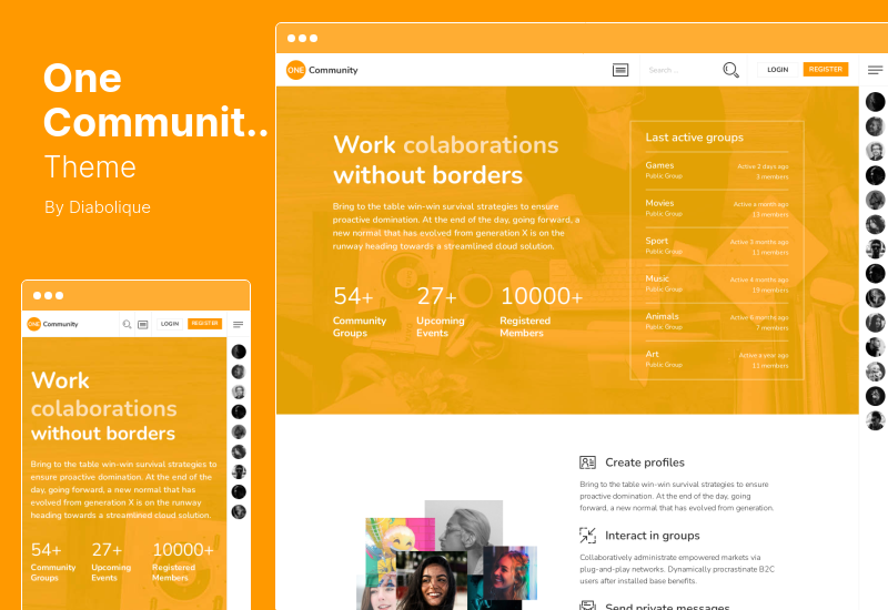 Tema OneCommunity - Tema WordPress Keanggotaan BuddyPress