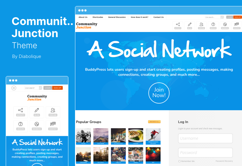 CommunityJunction Theme - سمة وورد لعضوية BuddyPress