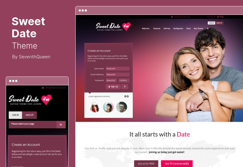 Sweet Date Theme - Mehr als ein Dating-WordPress-Theme