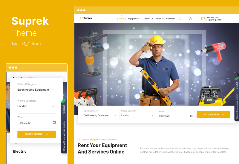 Suprek Theme - Тема WordPress для рынка аренды оборудования