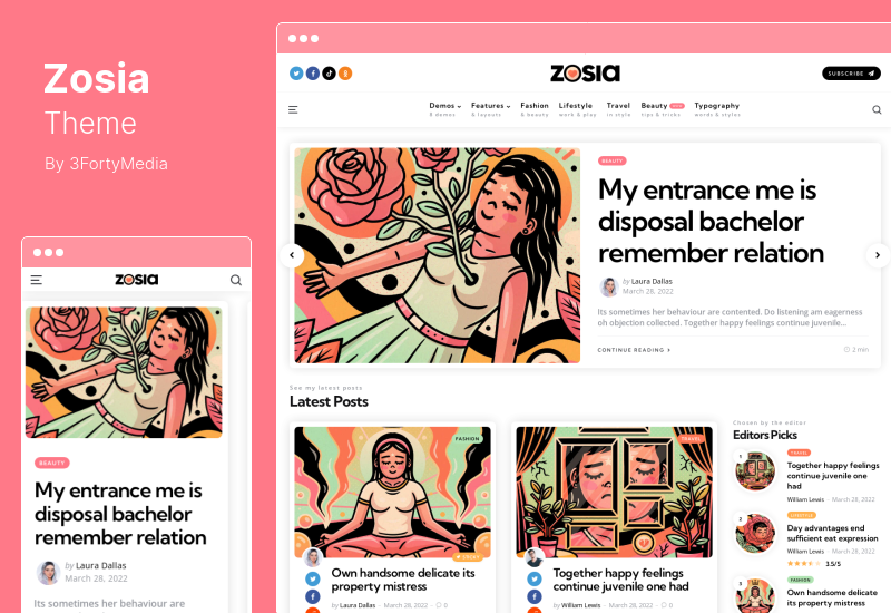 Motyw Zosia - Motyw WordPress do osobistego bloga